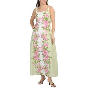 LEA Sleeveless Color Block Floral Maxi Dress